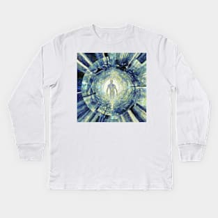 Human silhouette in tunnel of light Kids Long Sleeve T-Shirt